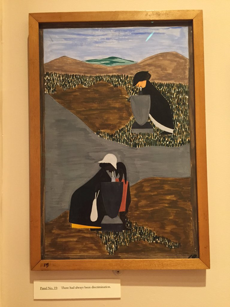 prasertwaitl's tweet photo. Jacob Lawrence's migration series is one of the most memorable exhibits I've seen this year @PhillipsMuseum https://t.co/Cuk4KhL43j