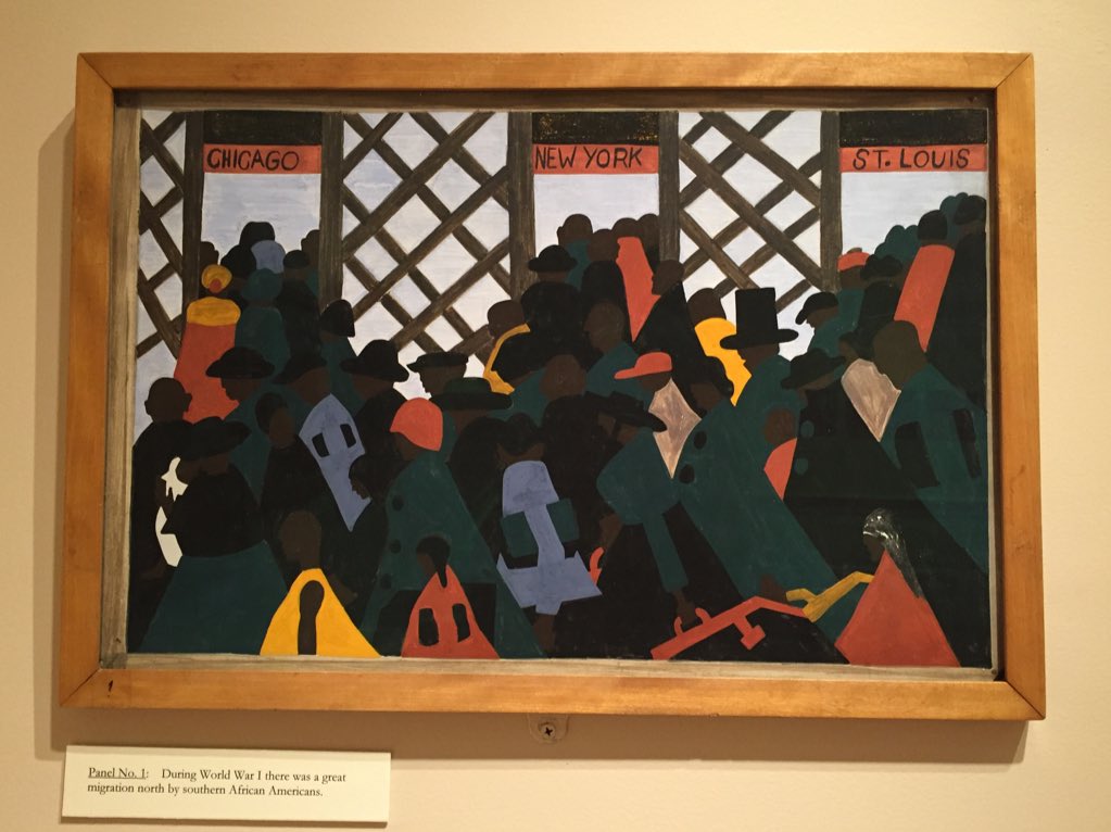 prasertwaitl's tweet photo. Jacob Lawrence's migration series is one of the most memorable exhibits I've seen this year @PhillipsMuseum https://t.co/Cuk4KhL43j