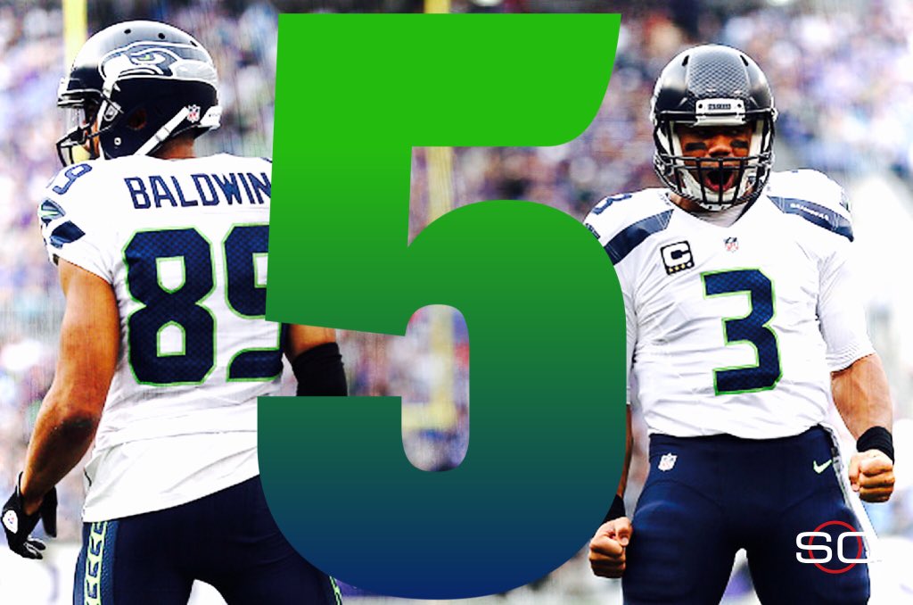 SportsCenter's tweet photo. Seahawks dominate the Ravens 35-6.

Russell Wilson throws 3 TDs to Doug Baldwin, 5 total. https://t.co/wKfy5V9yZz