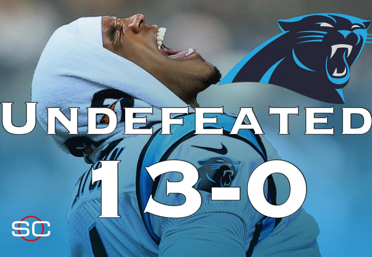 SportsCenter's tweet photo. 13-0. Cam Newton and the Panthers are still PERFECT. https://t.co/ddSzUDors8