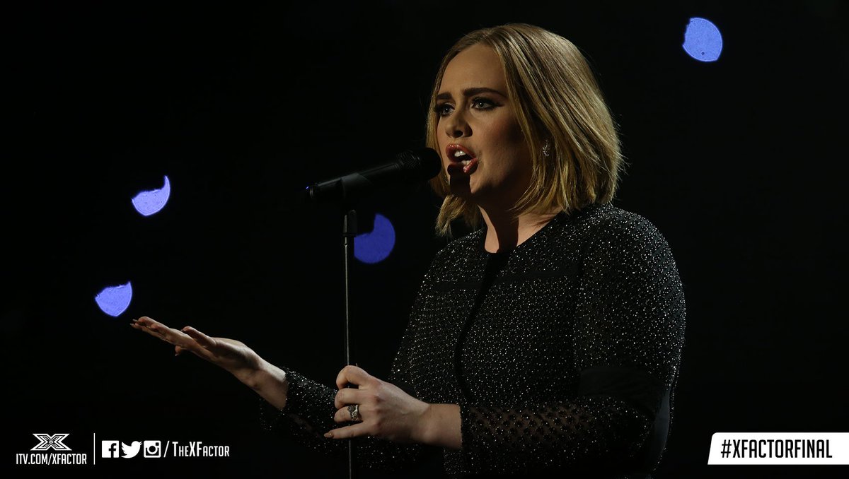 TheXFactor's tweet photo. We are SO happy to be saying #Hello to the amazing @Adele. (We'd rather not say goodbye at all) #XFactorFinal https://t.co/TjiKqu0RID