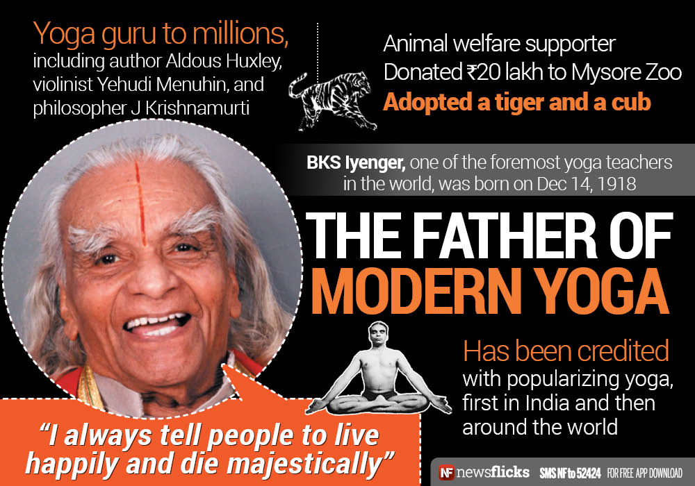 newsflicks's tweet photo. #BKSIyenger, who brought Yoga into the lives of many across the world, was born on Dec 14, 1918 https://t.co/Y3rIcBx88i