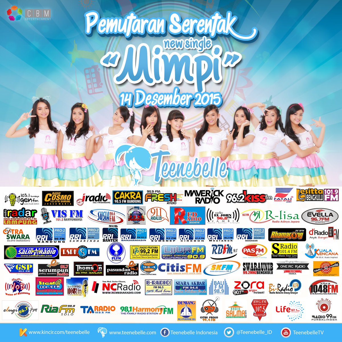 Today! Pemutaran serentak New Single "Mimpi" lebih dari 68 radio diseluruh Indonesia! #PSTeenebelleMimpi