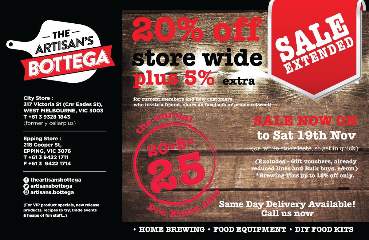 artisansbottega's tweet photo. #Xmas # shopping #sale extended until Saturday19for your #food #wine #craftbeer making #equipment !Don't miss it! https://t.co/0FXSVmTta2