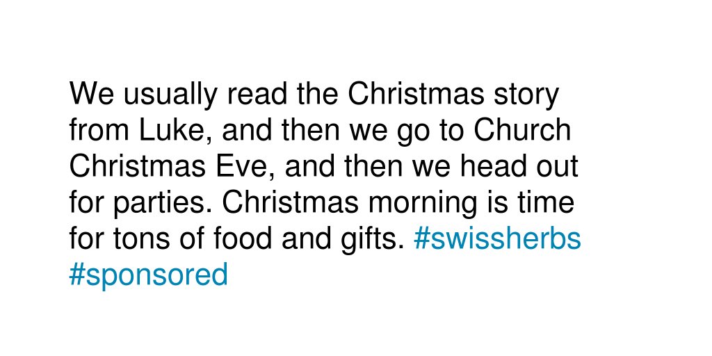 BBrownfield86's tweet photo. How do your holiday traditions differ from Switzerland’s? #swissherbs #sponsored https://t.co/h4ZeKbgNcD