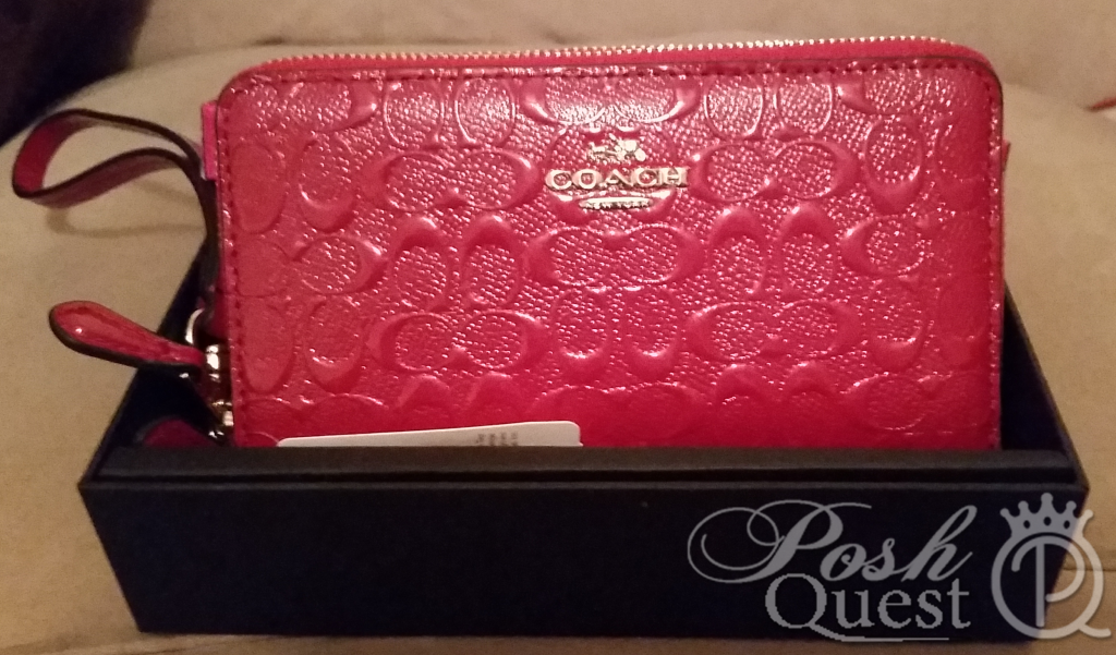 PoshQuest's tweet photo. DOUBLE ZIP PHONE/WALLET IN SIGNATURE DEBOSSED PATENT LEATHER - https://t.co/rbFxmBeohN https://t.co/NZ5g3l9gIY
