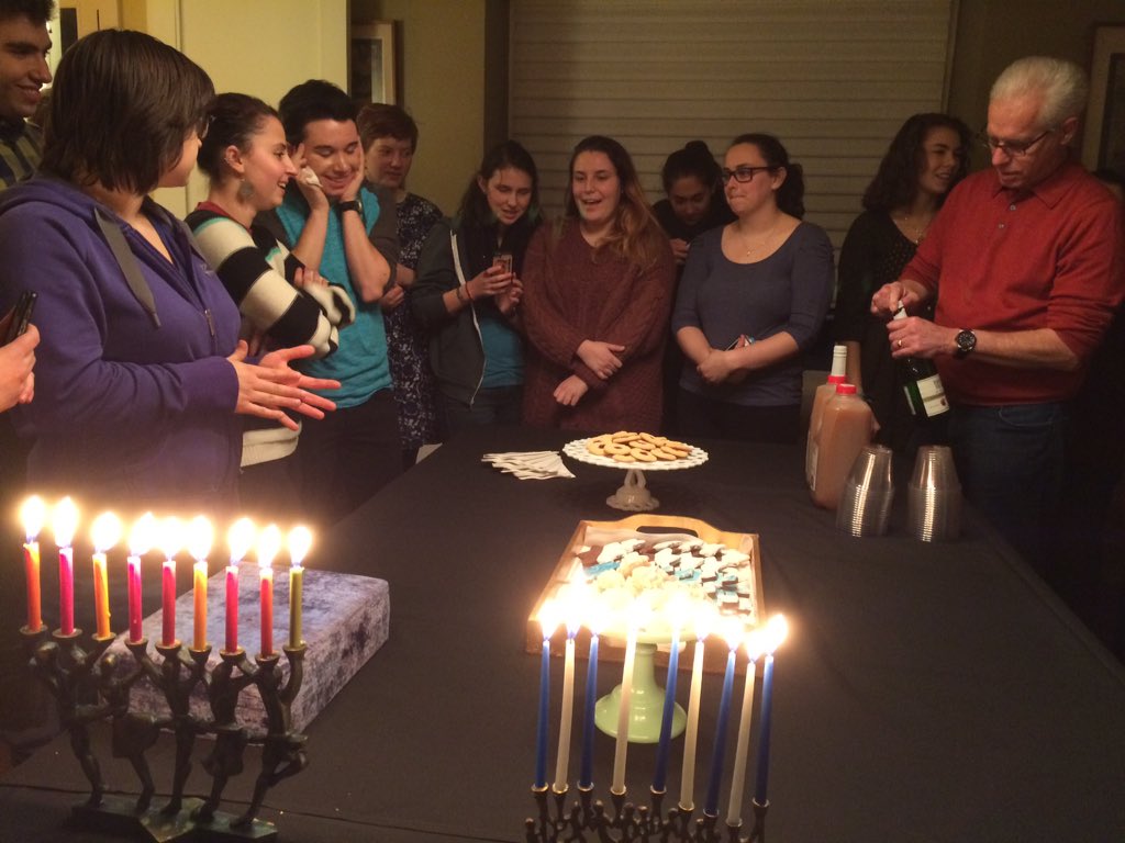 A very exciting last night of Hanukkah hosted by President Brian Rosenberg!