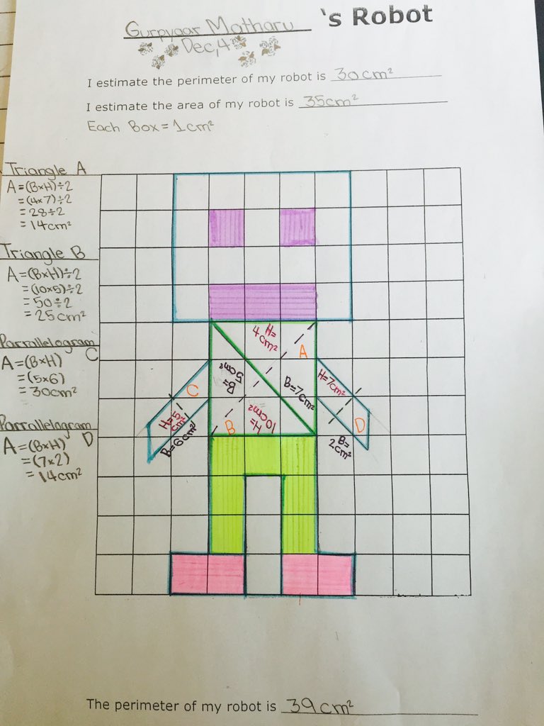 MissIyer22's tweet photo. Measurement Robot activity! #Perimeter #AreaOf #RectanglesParallelogramsAndTriangles https://t.co/cJptrBjqd2
