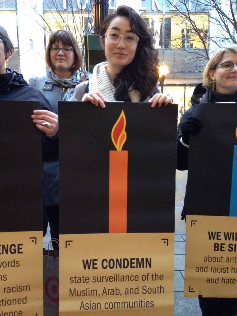 JVPSeattle's tweet photo. We condemn state surveillance of the Muslim, Arab & South Asian Communities #lightforjustice @jvplive https://t.co/gfEjukxGm0