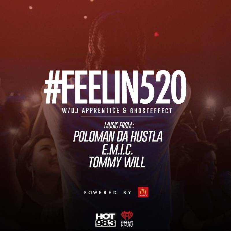 Feelin520's tweet photo. New music tonight from @HustlaDaPoloman, @TommyWillMusic and #EMIC. Tune in starting at 7PM‼️ https://t.co/BTnFcI482M