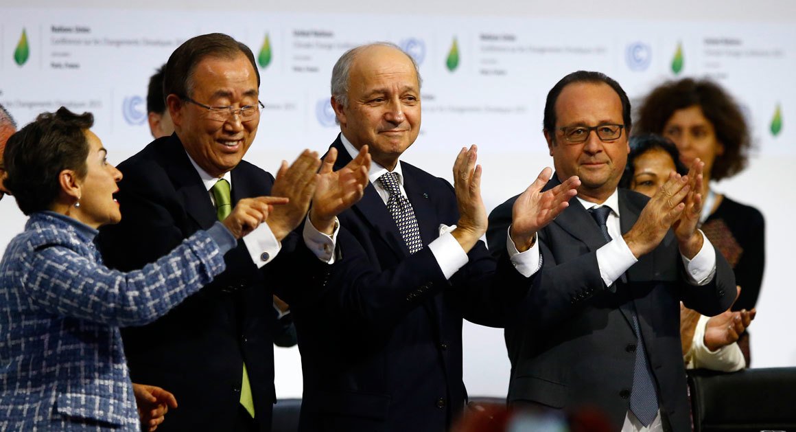 politico's tweet photo. Paris summit seals ambitious climate agreement https://t.co/B6GAiYiJhx | AP Photo https://t.co/0QVfhTcIKj