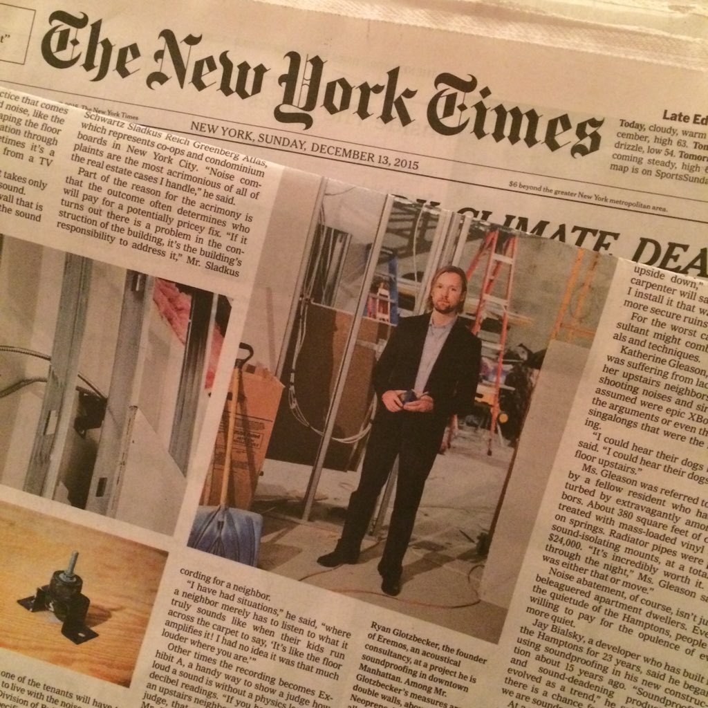 ryansgraye's tweet photo. Excited to be featured in the #nytimes #realestate section cover story. #acoustics #nyc https://t.co/BC6NiW8tb8 https://t.co/S3j8fjGO4U