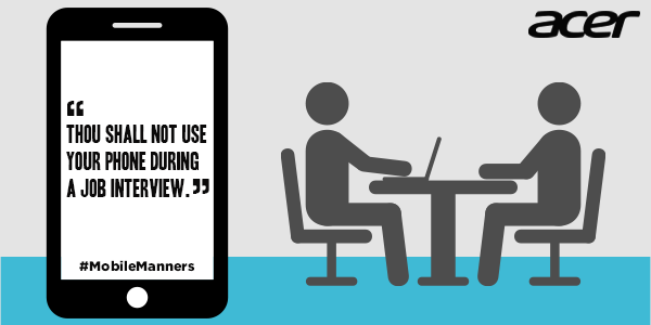 AcerPhones's tweet photo. Job interview or Angry Birds? Keep your phone aside while you wait, this could be your dream job! #MobileManners https://t.co/Gatv3vp6pF