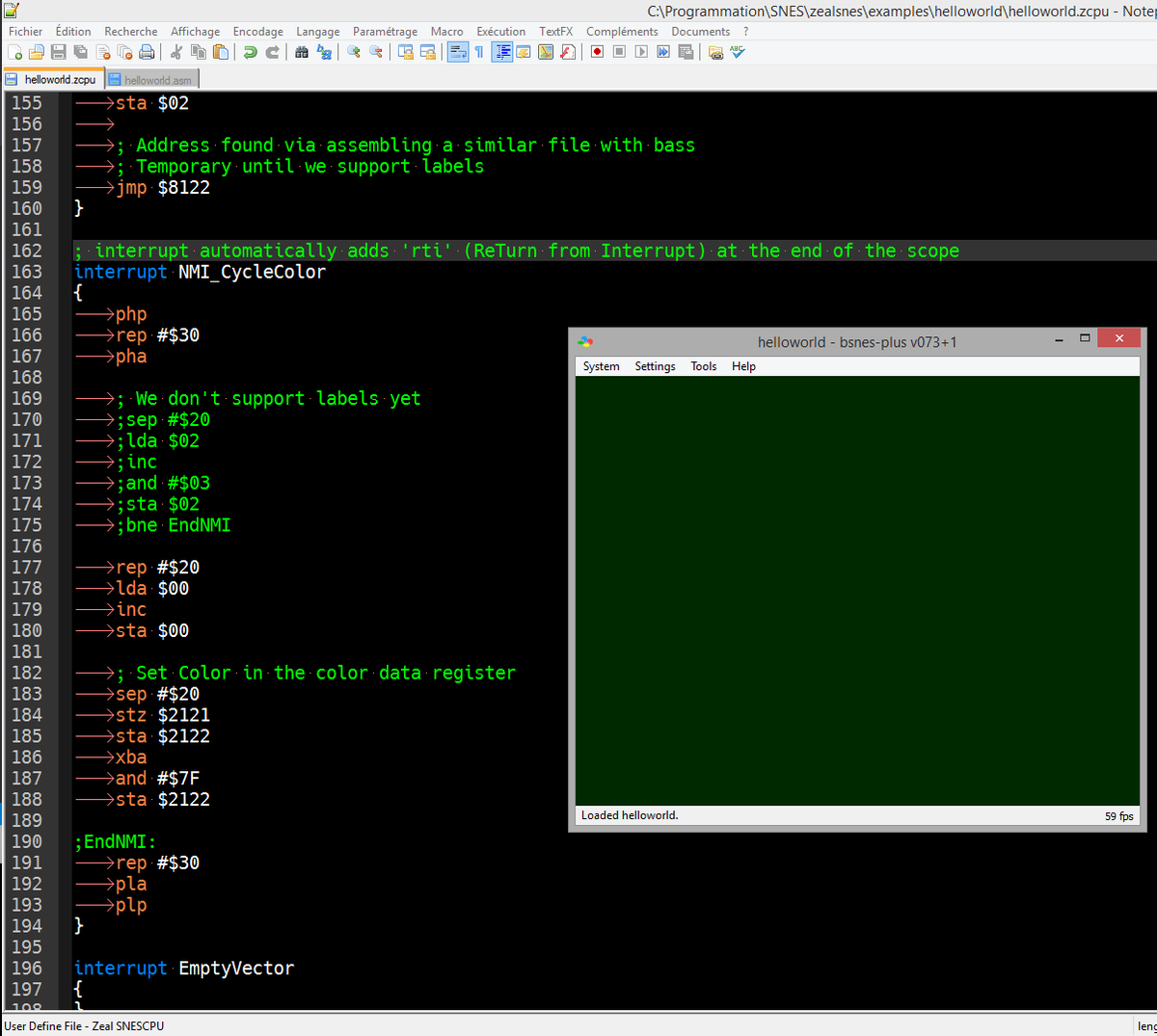 zealsnes's tweet photo. Worked on compiler today, it assembled its first ROM ! Next step: label and branch instruction support ! https://t.co/jdm38lMGdP