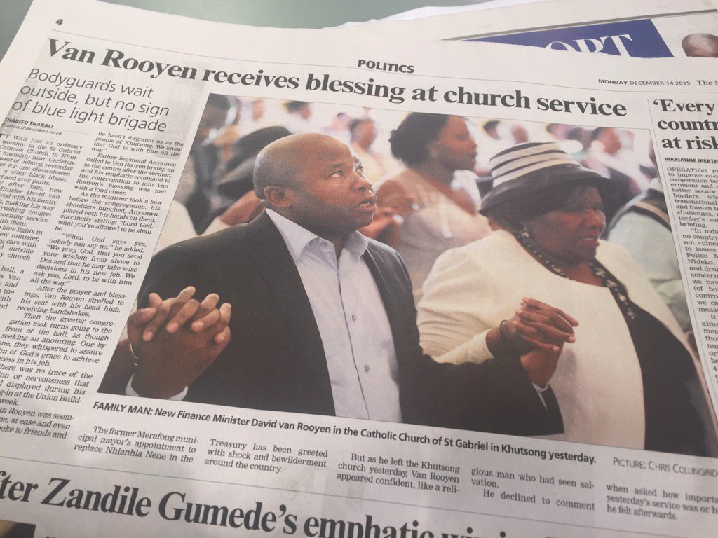 LeanneManas's tweet photo. #VanRooyen received a blessing frm his church in Khutsong yesterday 4 his Finance posting. How quickly things change https://t.co/ZdanOVE8Xj
