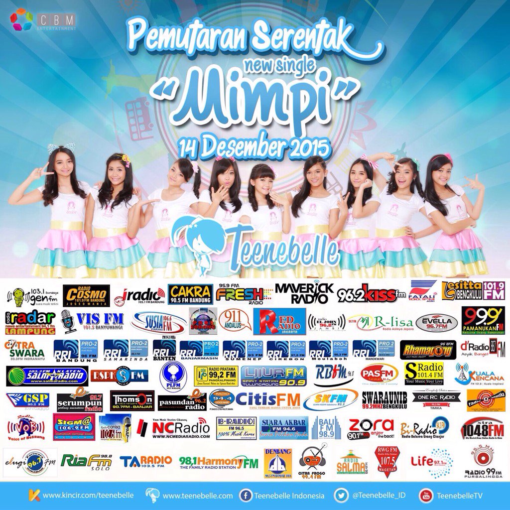 PemutaranSerentak New Single Teenebelle - Mimpi,  jam 20.00 wit ya OneRc Lovers jgn sampai lupa. Cc <a href="/Teenebelle_ID/">TeeneBelle</a>