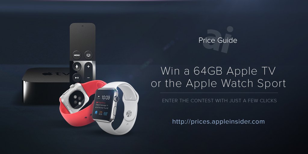 appleinsider's tweet image. Contest: We&apos;re giving away 64GB Apple TVs &amp;amp; Apple Watches, click to enter bit.ly/220Nz6Y