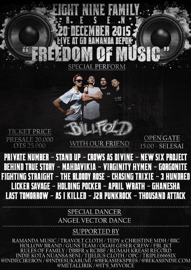 Freedom Of Music. Minggu, 20/12/2015 @ Gd. Ramanda, Depok. Kita main jam 20.30. Se youuu \mm/