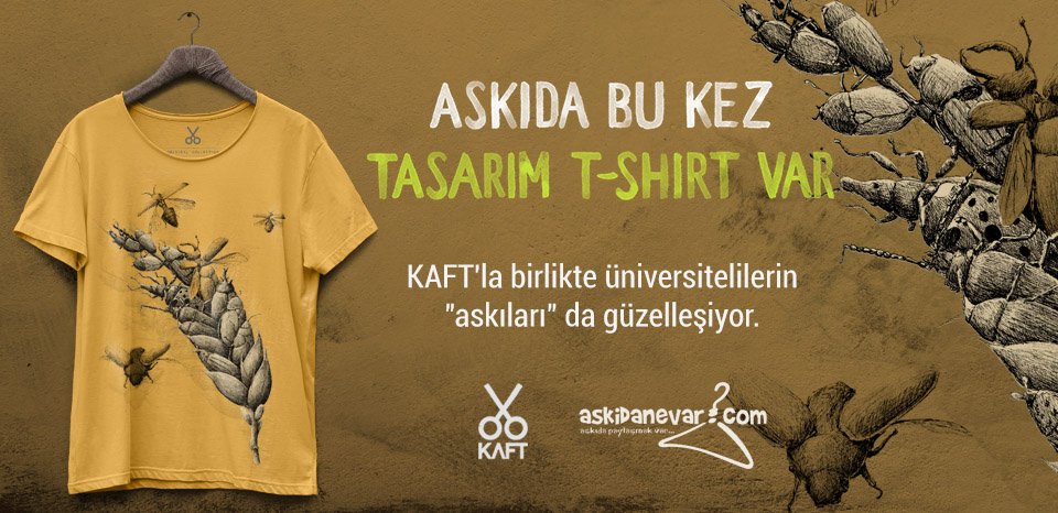 Askıda 5 tane tasarım tişört var! Bu tweet'i RT'leyin, <a href="/KAFTco/">KAFT</a>'yu takip edin ve tasarım tişörtünüzü güle güle giyin!