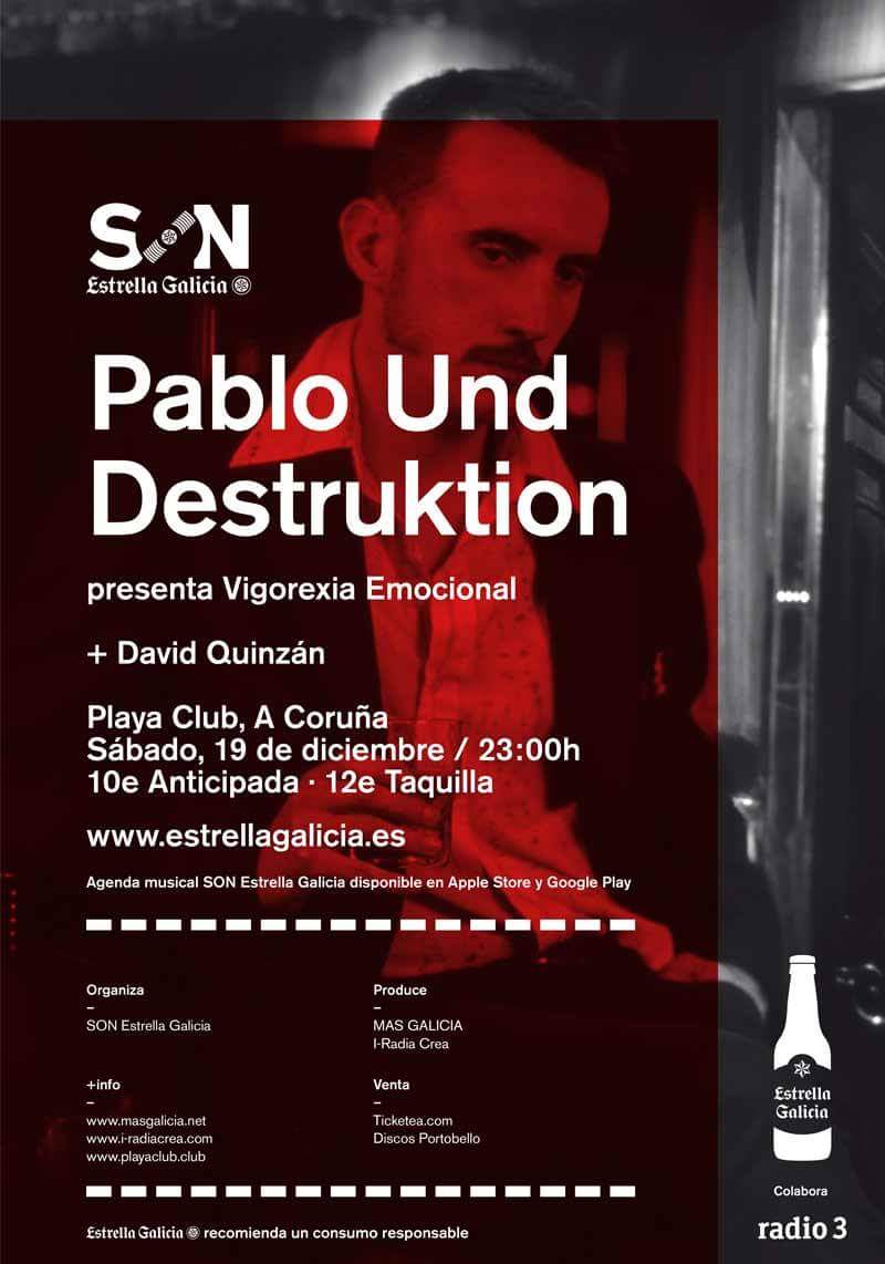 ★ Pablo Und Destrucktion ★ Sábado 19/12 #Concierto #PlayaClub #Coruña
✔ Entradas ticketea.com/entradas-conci… #SonEG