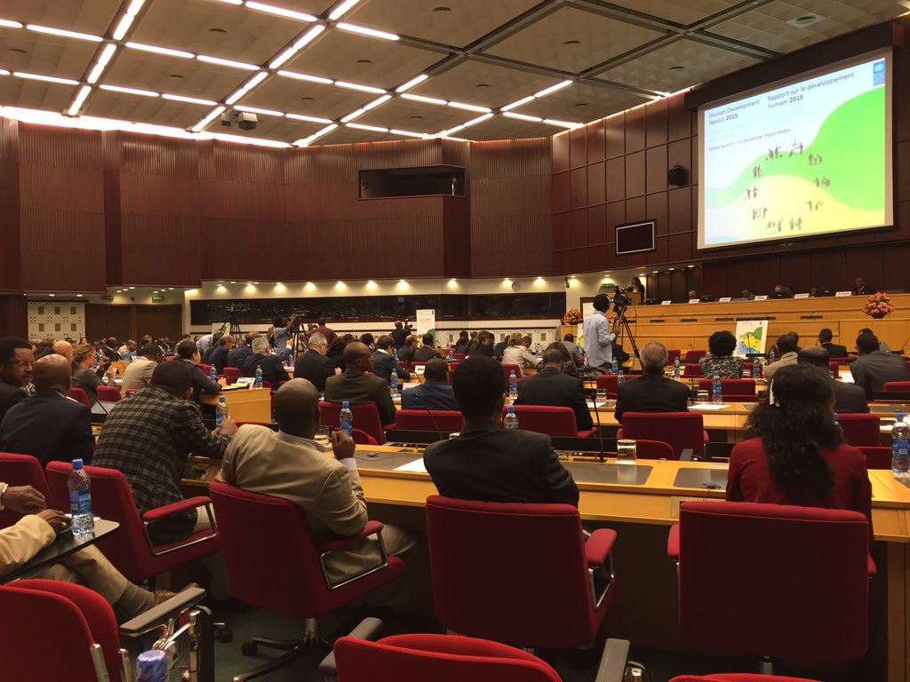 ECA_ACS's tweet photo. Launching Human Development Report #HDR2015 by #UNDP @HelenClarkUNDP, Ethiopia PM @HailemariamD https://t.co/mg7LOswJhV