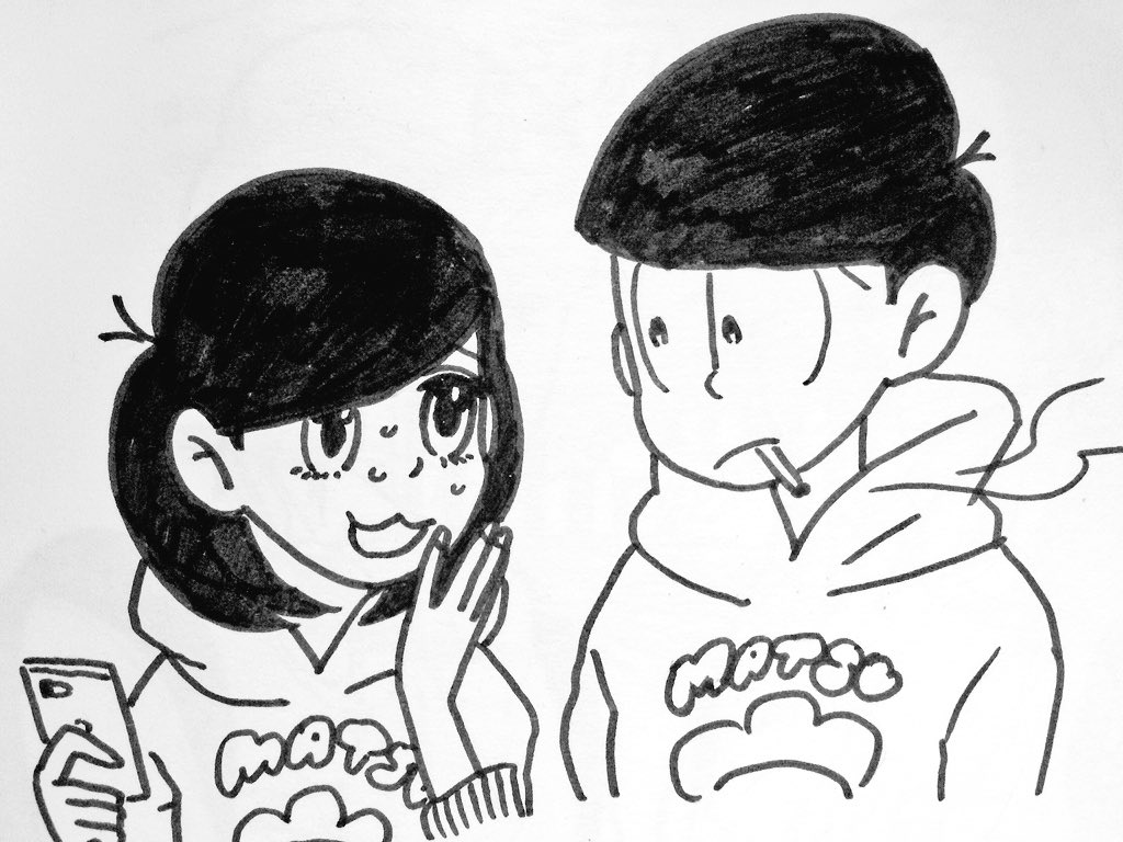 「早く元に戻るといいなぁ」「アッえ?そ、そうだネェ〜」トッティ女体化で紅松。男のトド松がいいなぁ(胸ないし…)な長男と、とりあえず男友だちに連絡してなんか貢いでもらお〜なトッティ。 