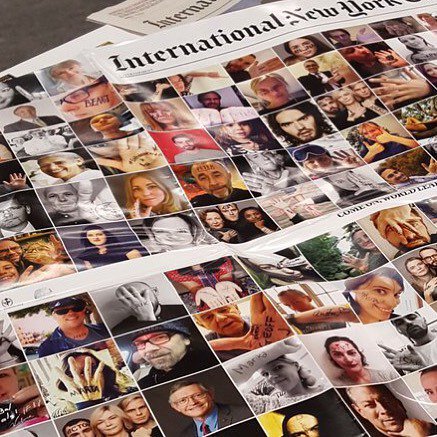 EarthStatement's tweet photo. Found myself at the cover of NYT, down at the left. Nice! #earthstatement @pspeckas sign.selfie.share.nominate! https://t.co/2SpLivOoDb