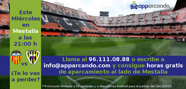 Apparcando's tweet photo. ⚽ #aparcagratis en zona Mestalla este Miércoles durante las horas de partido! https://t.co/28QqPKtxo8
