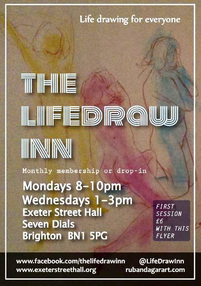 LifeDrawInn's tweet image. Fancy life drawing in New Year? Come to last eve session of 2015 8-10pm @ExeterStHall #Brighton Special offer flyer
