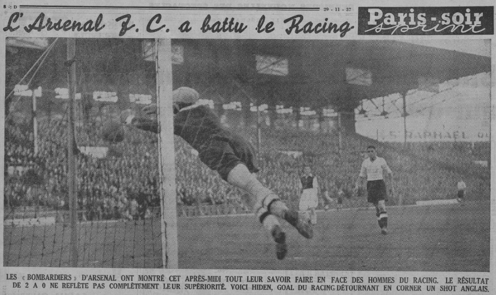 28-11-1937 : #Racingparis - <a href="/Arsenal/">Arsenal</a> 0-2 #Arsenal #1937 #Paris <a href="/AntiqueFootball/">The Antique Football</a> <a href="/arsenalmania/">Arsenal Mania</a> <a href="/ArsenalNewsUK/">Arsenal News</a>