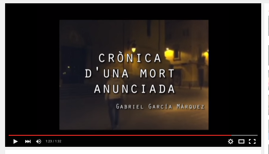 crisboadag's tweet photo. Booktrailer-Crònica d'una mort anunciada.https://t.co/gDmSGAd4nB @CotsBerta @silvibauri @mireiacanals3 @marina_fanlo https://t.co/N0TVkdwSod