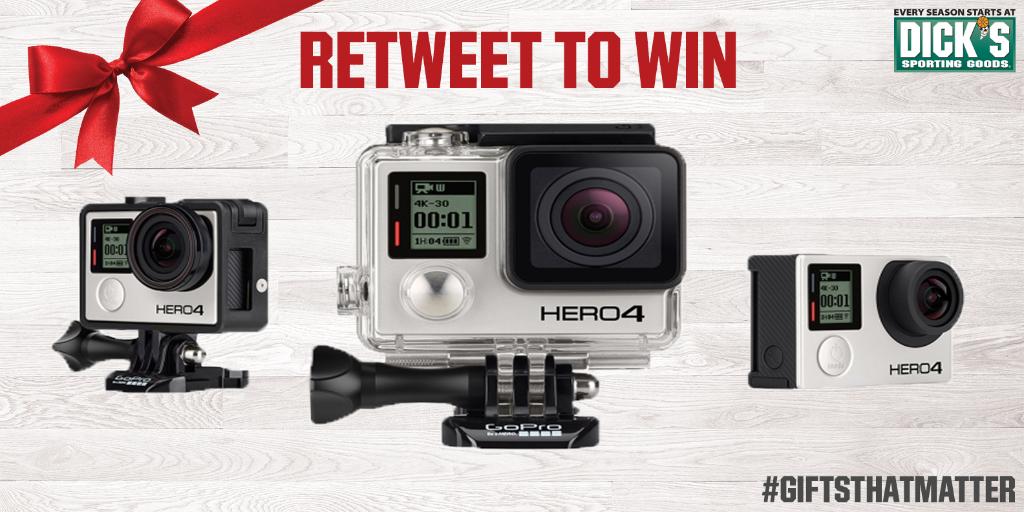 DICKS's tweet image. Retweet for your chance to win a GoPro prize pack. #Sweepstakes #GiftThatMatters d.sg/JP3