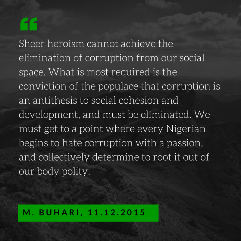 NGRPresident's tweet photo. "Sheer heroism cannot achieve the elimination of corruption from our social space." - President @MBuhari https://t.co/sH5CGIBfYz