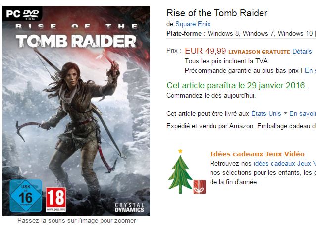 Rise of the Tomb Raider PC listed as January 29 on Amazon France CWM6kALU8AEqlFO