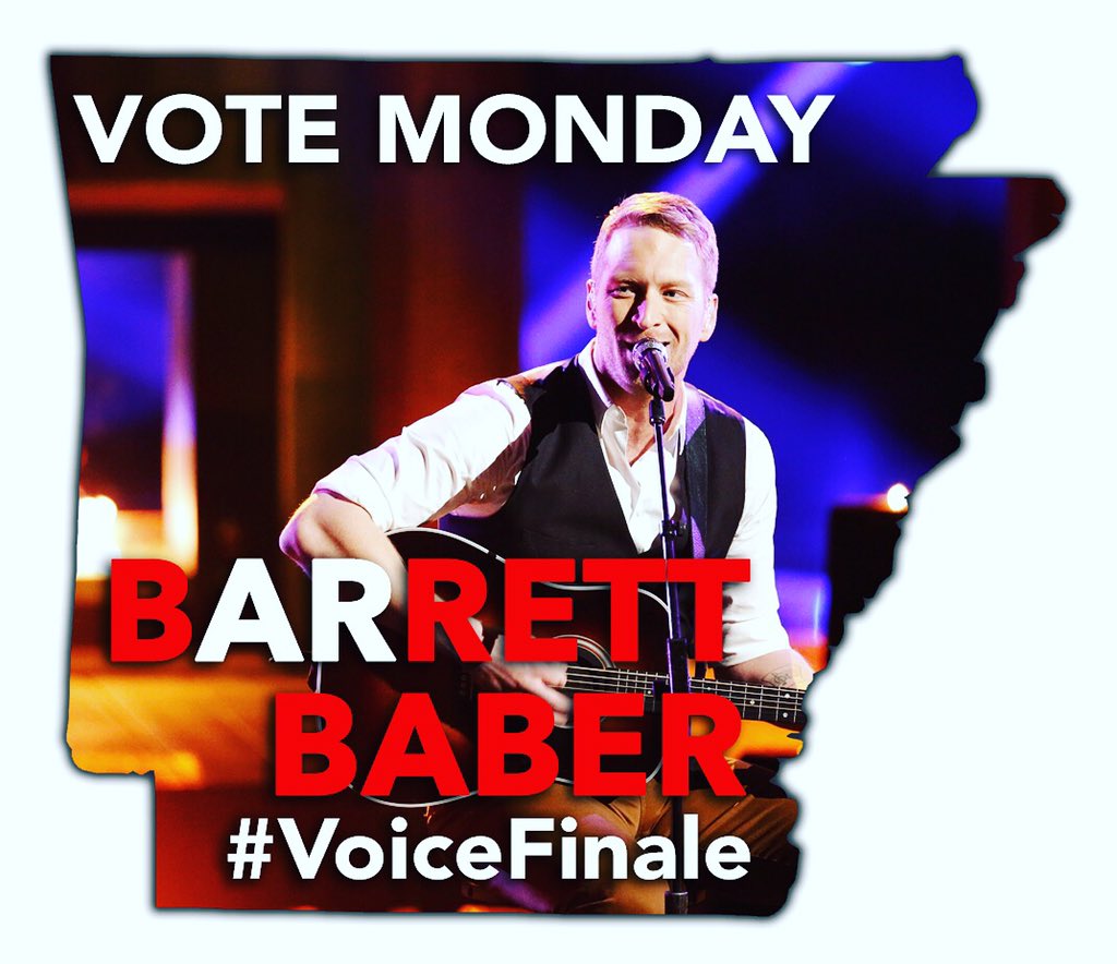 MiguelGamboaJr's tweet photo. This is it! #VoiceFinale @barrettbaber all the way! #TeamBaber #BarrettBaber https://t.co/0PxG0SWJe6