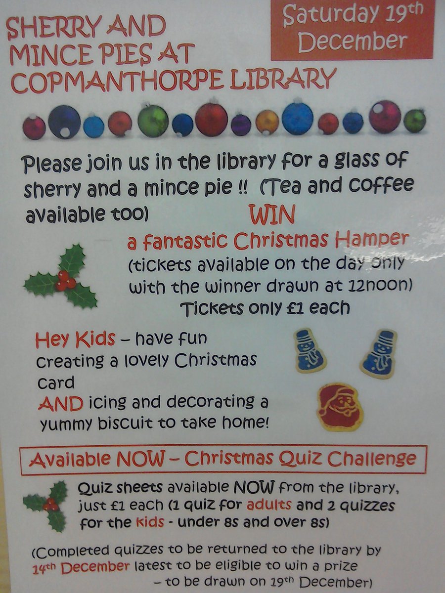 CopLibrary's tweet photo. Join the @FriendsofCop @CopLibrary for sherry and mince pies any time from 9am on Saturday 19th December https://t.co/l0llO59dnD