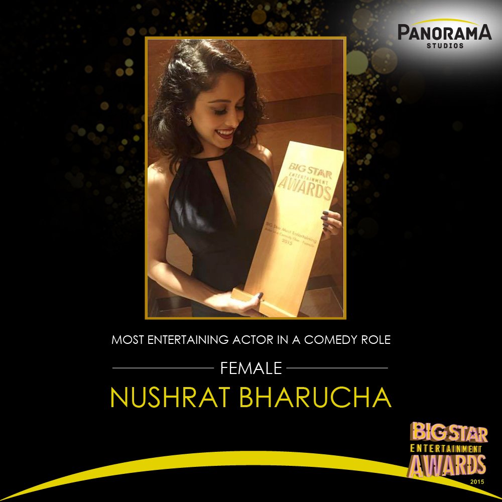 FanClubPanorama's tweet photo. Congratulation @NushratBharucha for winning the award for the most Entertaining Actor in a Comic Role @PKP2Official https://t.co/pXVVFyHRPX