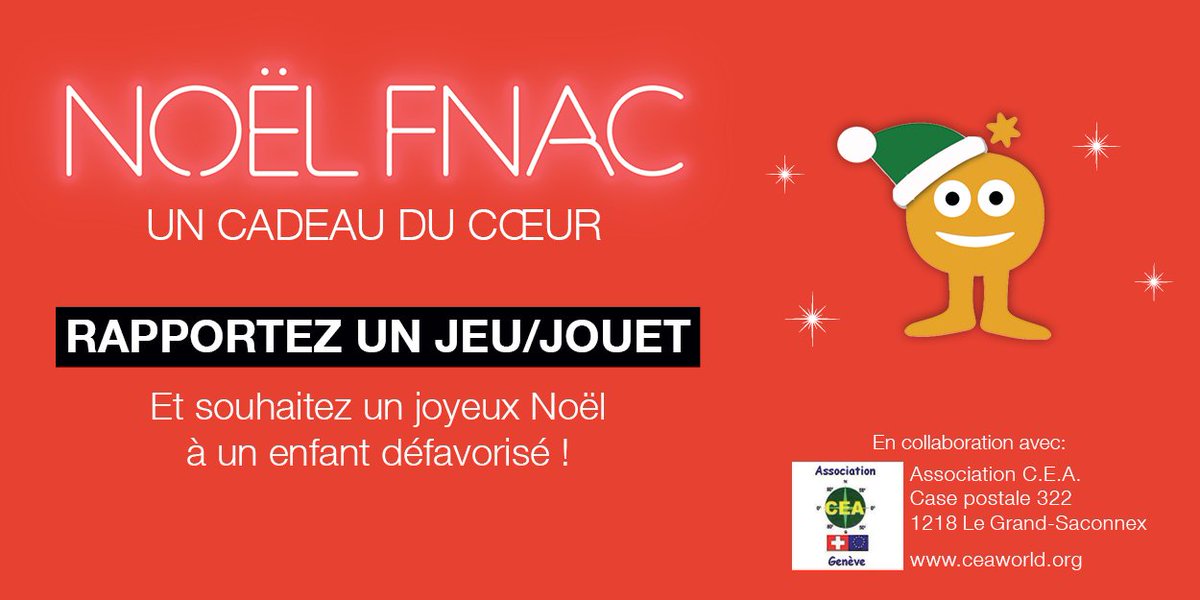fnac_suisse's tweet photo. Cette année le 🎅 c'est vous! Aidez un enfant défavorisé en rapportant un de vos jouets! 🎄🎁 https://t.co/4qsOx2x8Ed https://t.co/aVjBuu4reC