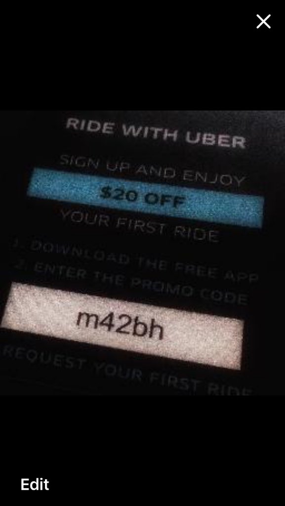Sign up with Uber! today and get your first ride FREE! Enter the promo code - M42BH.    It's not a joke or spam!