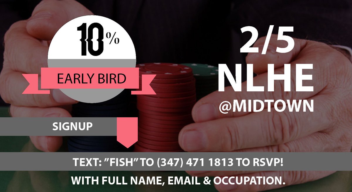 pokerNYC's tweet photo. 2/5 #deepstakes #poker 3pm w/early bird bonus @Midtown Join US! Have Fun. #nightlife #pokernight #pokerlifestyle https://t.co/zbLAtNa09L