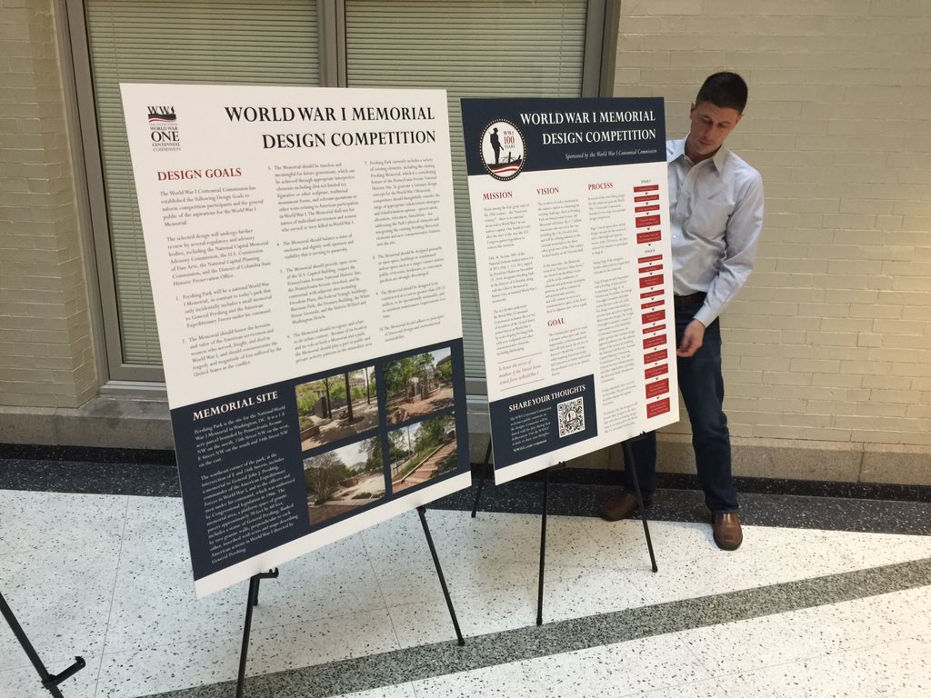 ww1memorialdc's tweet image. #WW1CC team setting up the display of #WWI design finalists at #DC City Hall