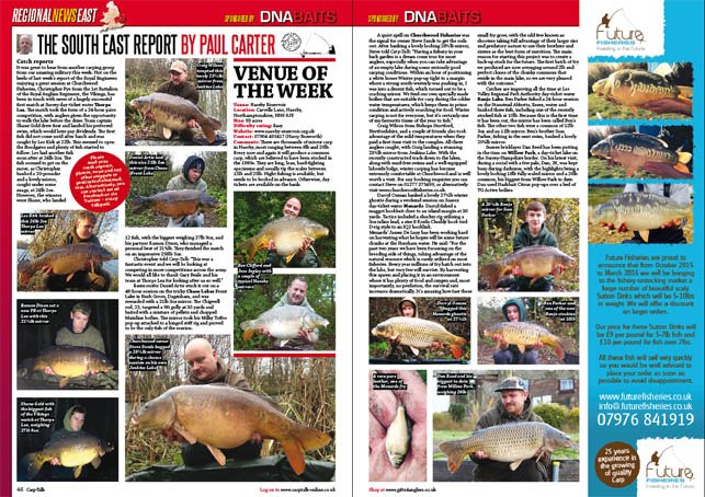 PaulCarter100's tweet photo. South East news from @thorpeleafisher and @ChurchwoodFish among others in latest @CarpTalkMag double edition out now https://t.co/J2wVh7MEuP