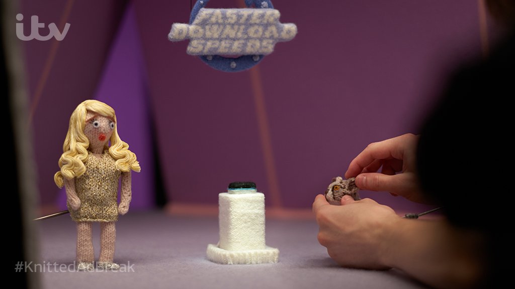 ITV's tweet photo. ￼A knitted @RebelWilson in @BT_UK's ￼#KnittedAdBreak! Have you seen this ￼@ITVTextSanta? https://t.co/411s7shQKT