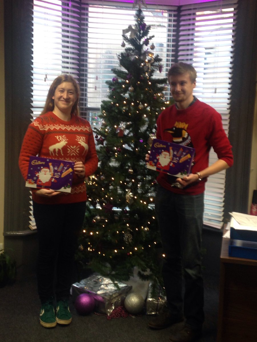 DHStudents's tweet photo. More Christmas jumper winners Ann-Sophie Warkentin and Alex Harcourt...Merry Christmas everyone π#dhstudents #xmas https://t.co/5pMLZlib7v