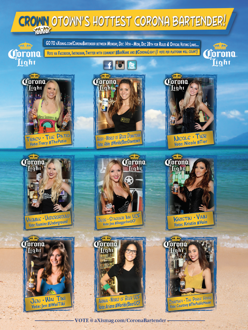 aXismagazine's tweet photo. Vote for #CoronaLight Hottest Bartender Retweet w/ #Barname #CoronaLight below photo: 1 vote per profile Dec 14-28th https://t.co/f6AqGahDxl