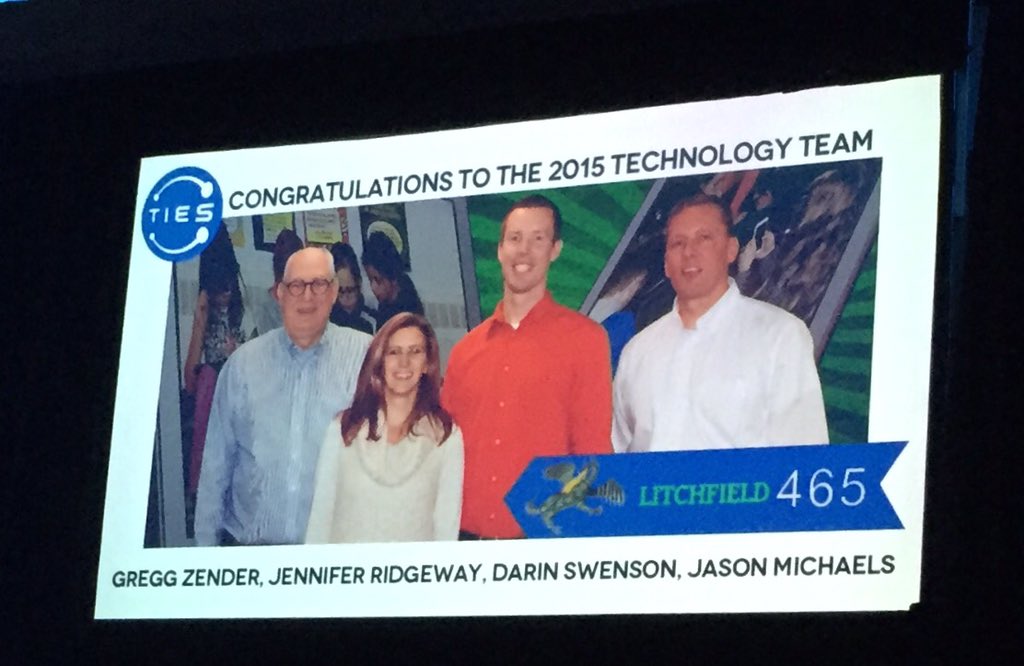 BeckieSimenson's tweet photo. Congratulations Litchfield Public School 2015 TIES Technology District of the Year! #glitch https://t.co/9RFMylxEMX