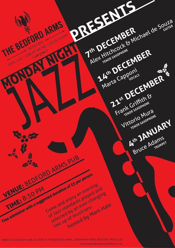 _haledrums's tweet photo. Thanks to @bedfordnews for their review on #Mondaynightjazz.
Tonight featuring Marta Capponi on vocals. Music 8.30pm https://t.co/aYVqUIH5nf