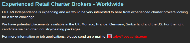 February_Point's tweet image. OCEAN INDEPENDENCE, Experienced Retail Charter Brokers Needed - Worldwide