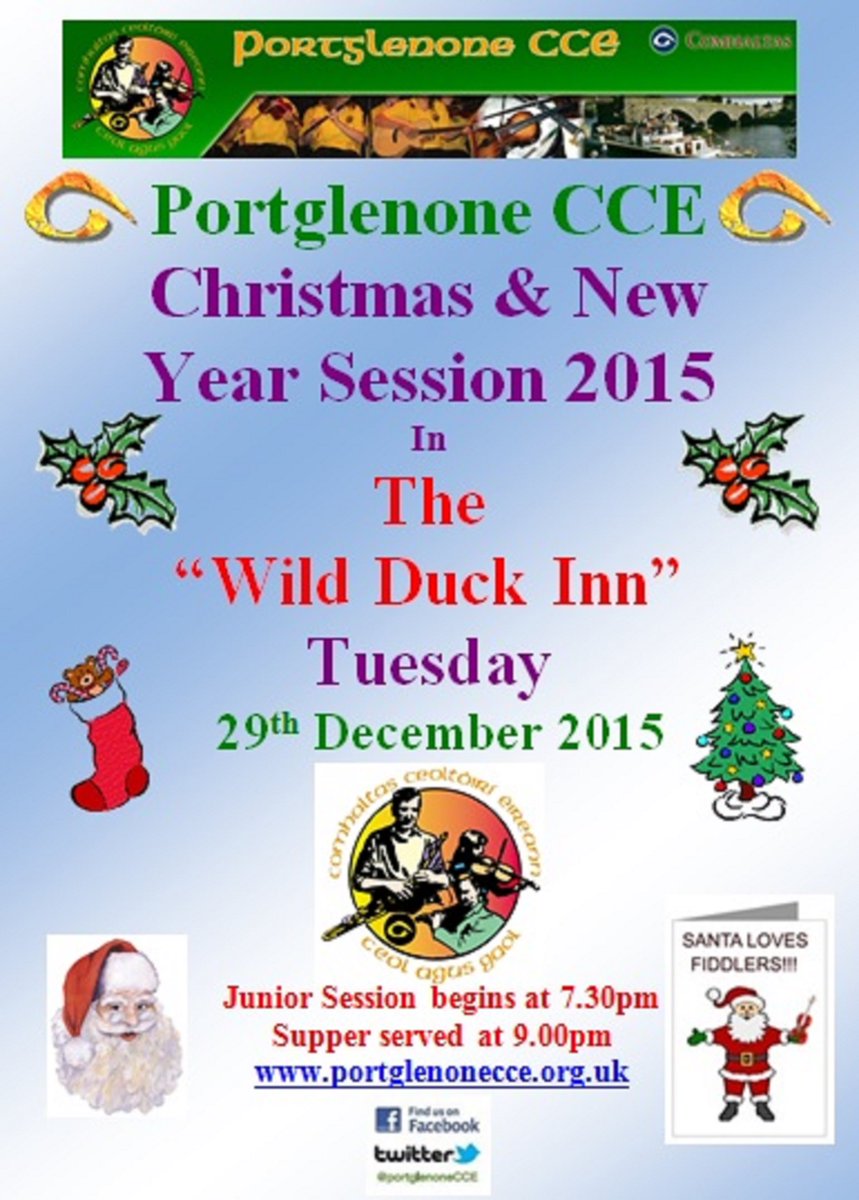 KieranConvery's tweet photo. @PortglenoneCCE Christmas Session on 29/12/15 @TheWildDuckInn Junior session at 7.30pm Seniors at 9pm. Supper 9pm. https://t.co/rMXvkrCrRL