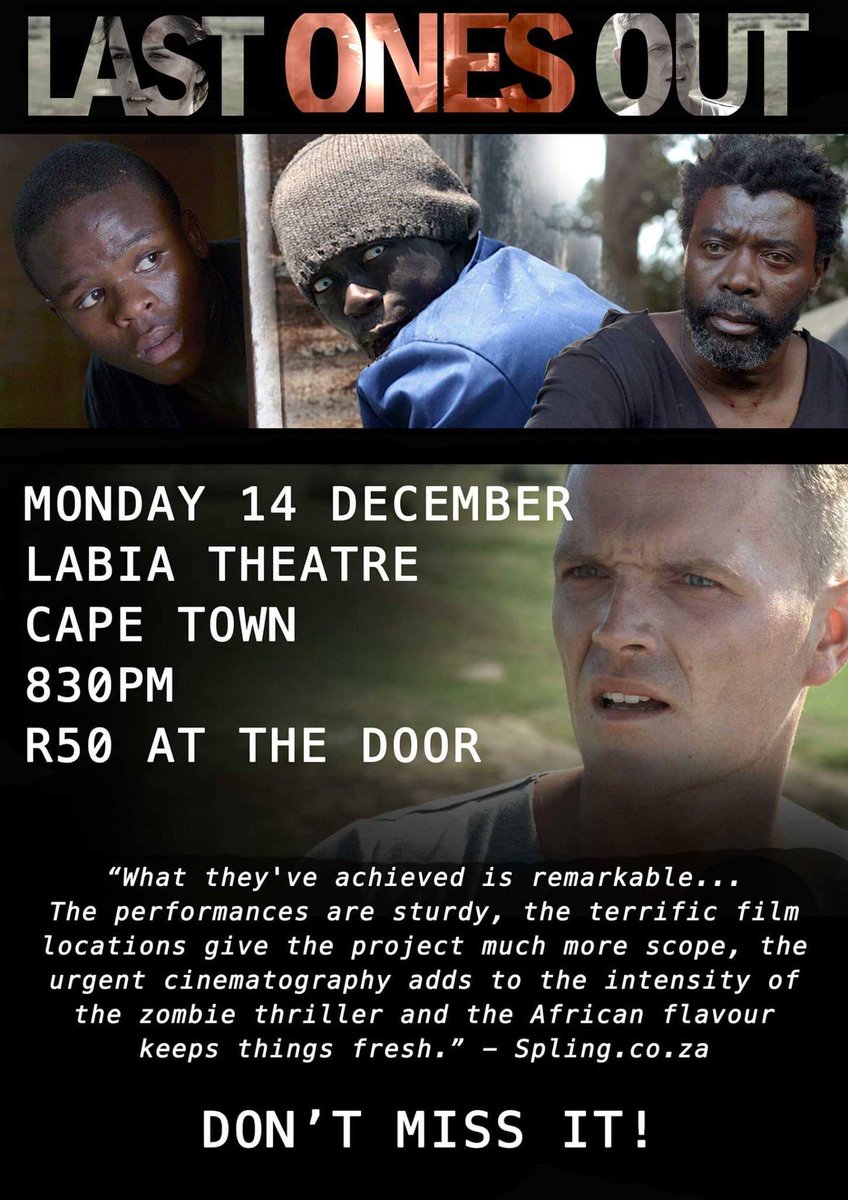 greg_kriek's tweet photo. Tonight at 8:30 PM @LastOnesOutFilm will be playing in CPT! Come and join us! #labia @thefivesalive @CarlaSteenkamp https://t.co/DCYg7eHtyT